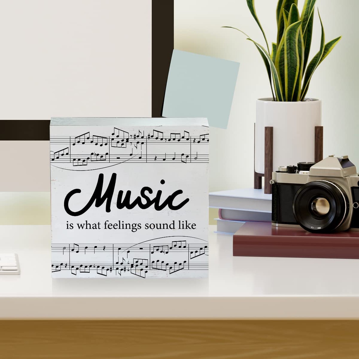 Music Lover Gift for Teacher Musician Music is What Feelings Sound Like Woode…