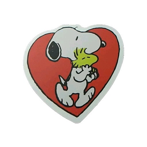 Heart Shaped Snoopy And Woodstock Sticker