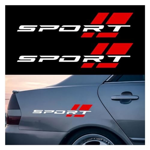 2PCS Car Sport Letter Logo Vinyl Decal, Exterior Accessories Fit for White&red