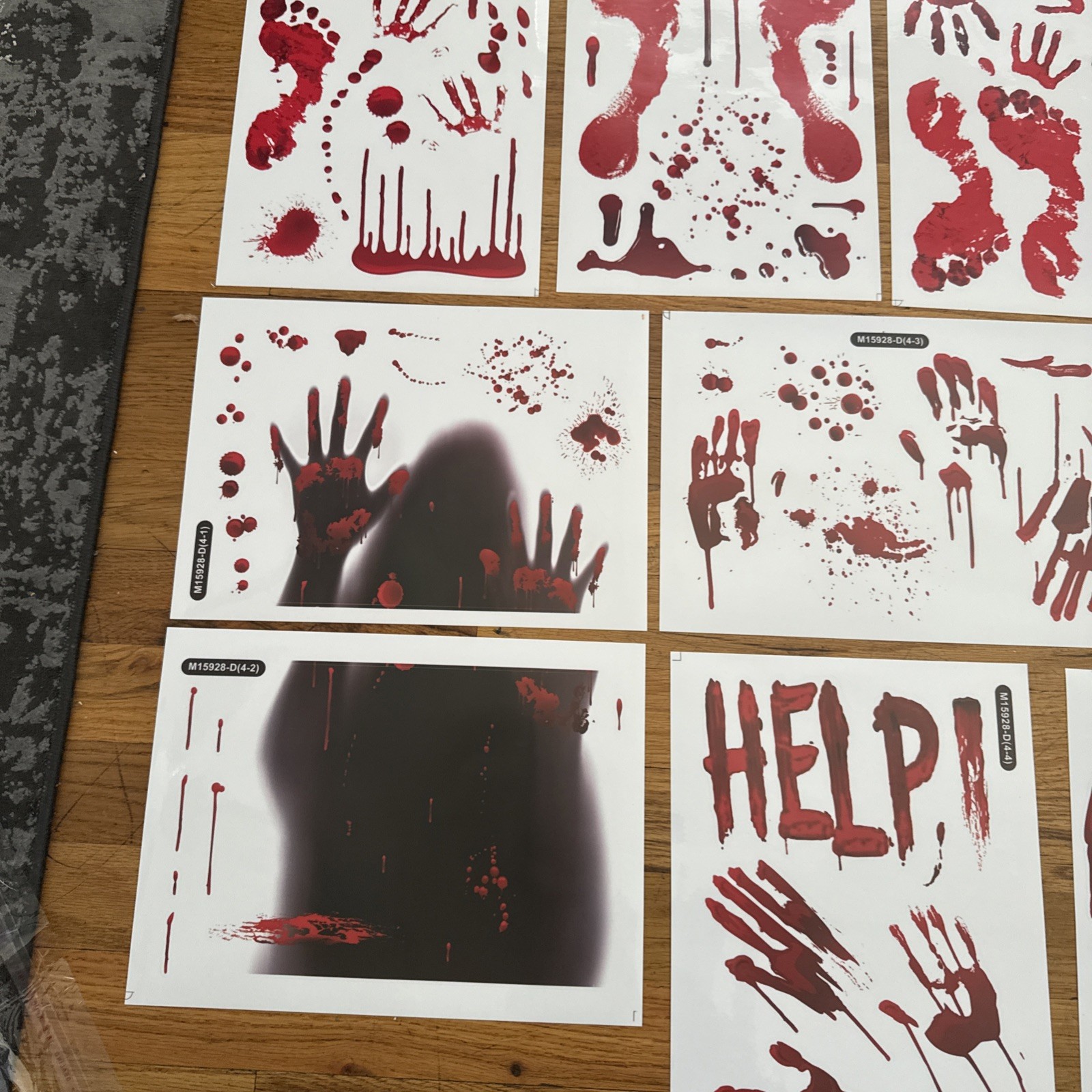 12 sheets of Bloody Handprint Footprint Window Stickers Wall Stickers /Halloween