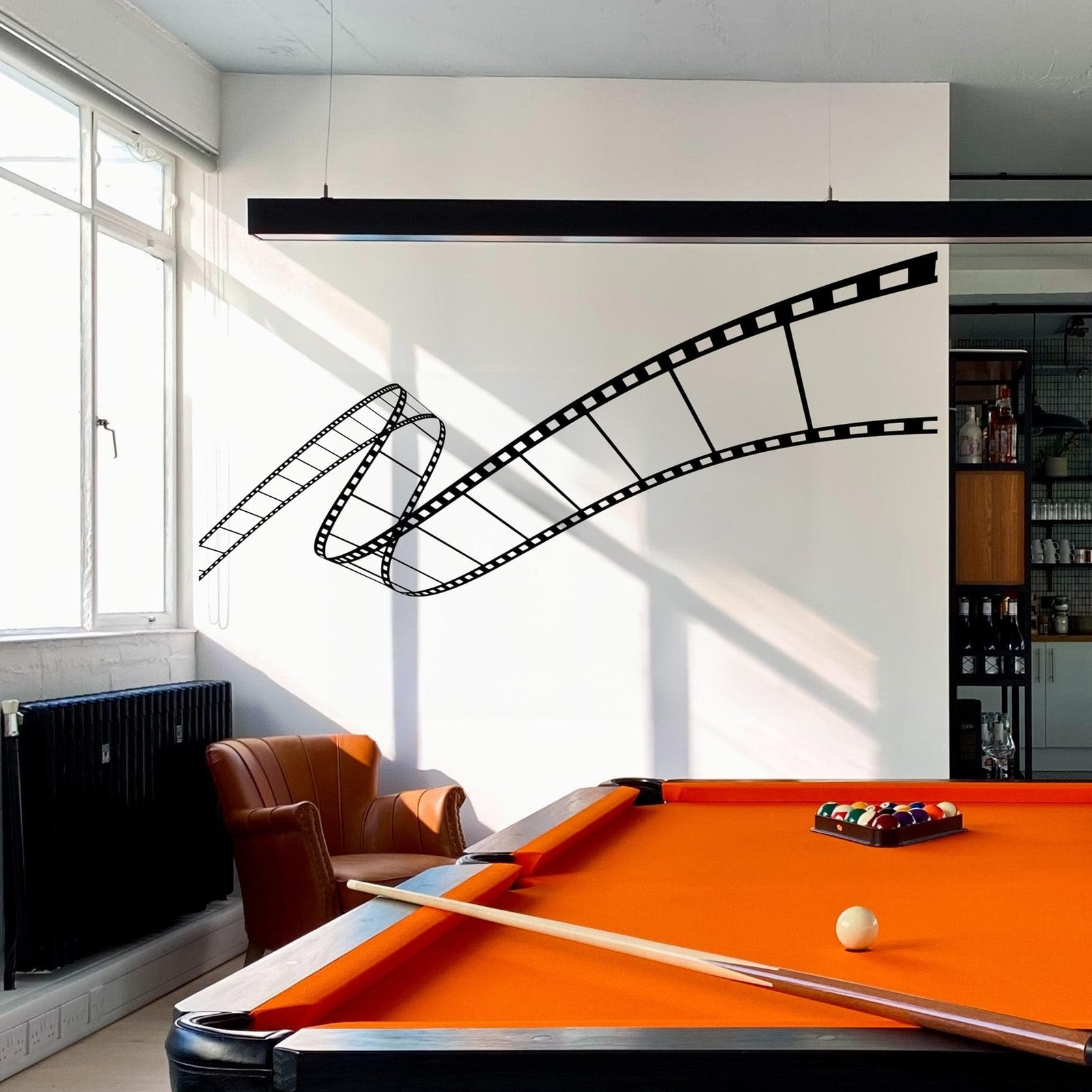 Wavy Film Strip Vinyl Wall Decal Sticker. Movie Theme Room Decor. Black Vinyl.