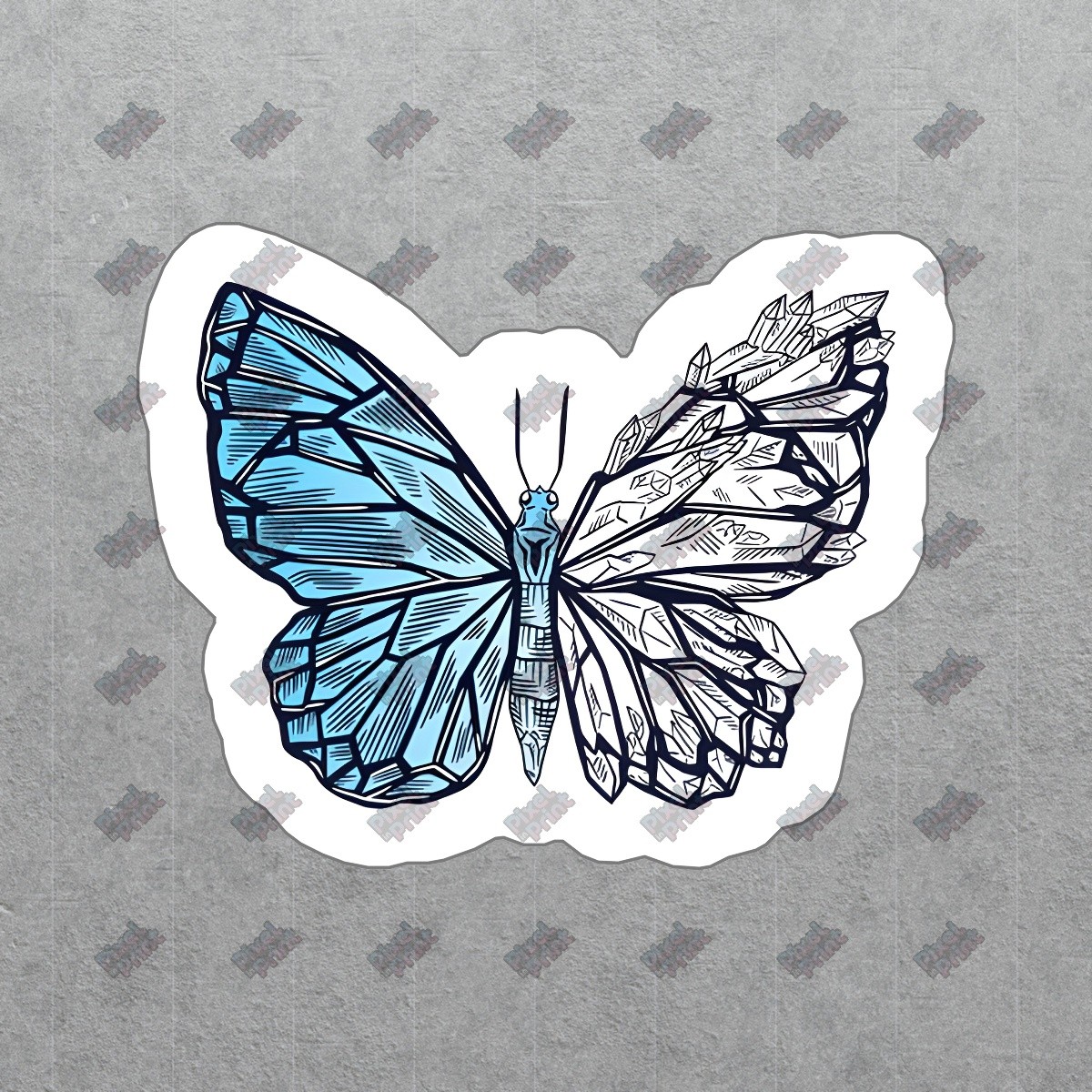 Blue Crystal Butterfly Vinyl Sticker Artistic Decal for Home Decor, #680964