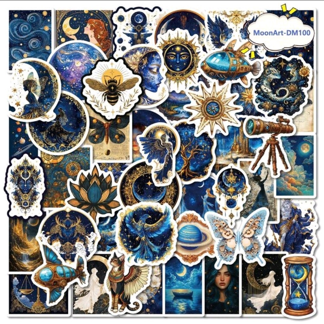 15Pc Mystical Sun Moon Stars Vinyl Stickers Wall Laptop Tablet Scrapbook journal