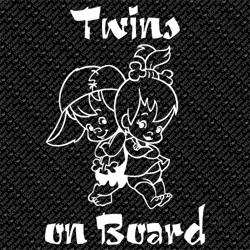 TWINS ON BOARD BABY BOY GIRL CAR WINDOW VINYL DECAL STICKER (BB-11)