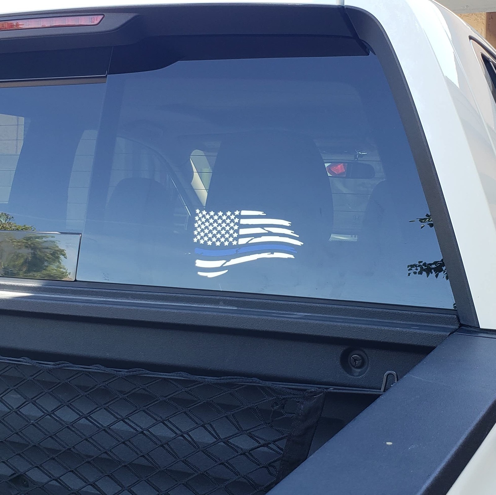 Thin Blue Line American Flag Decal w/Installation Kit (Metallic Silver)