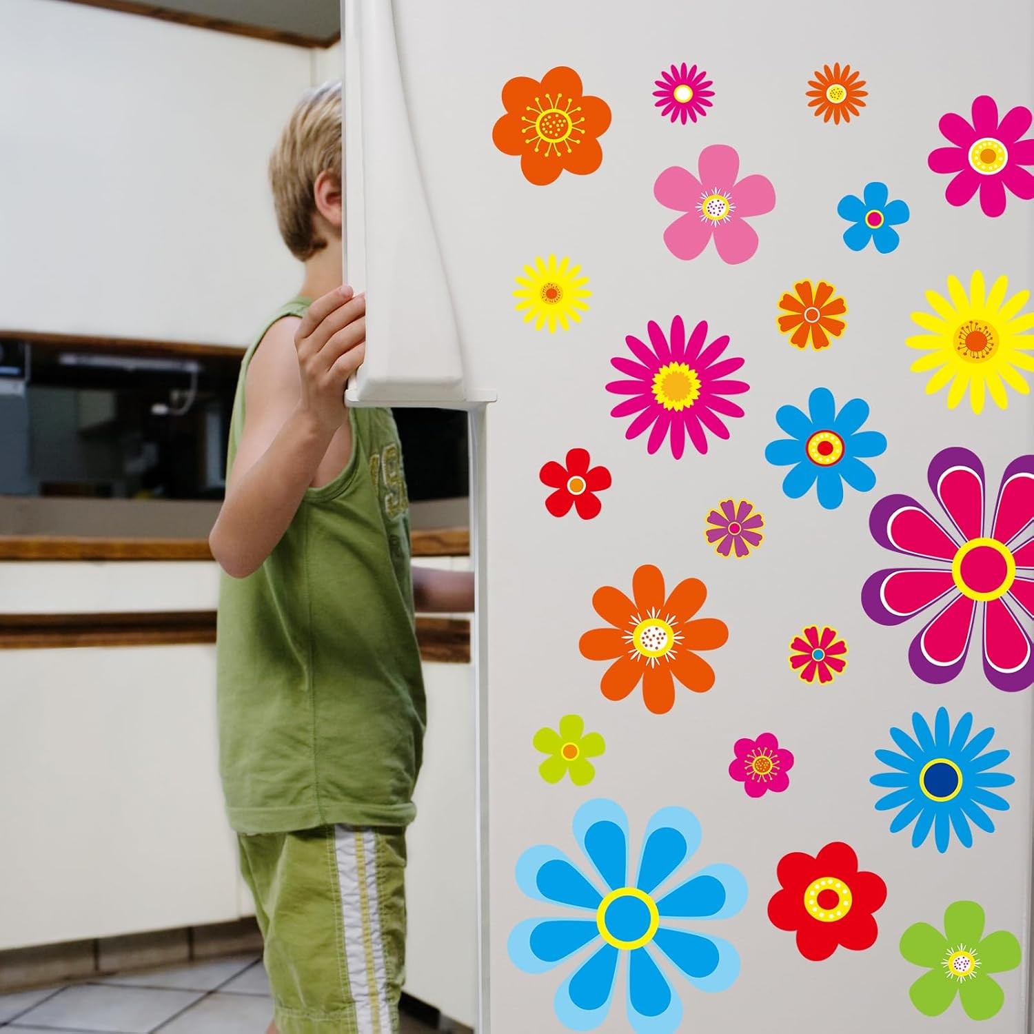 Fancy Land Daisy Stickers 180Pcs Flower Car Decals Vinyl Multicolor