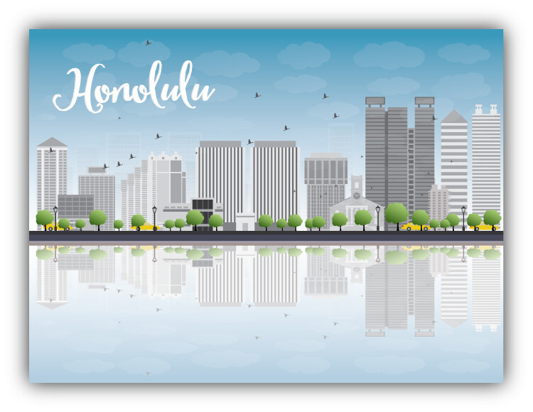 Honolulu City View Car Bumper Sticker Decal