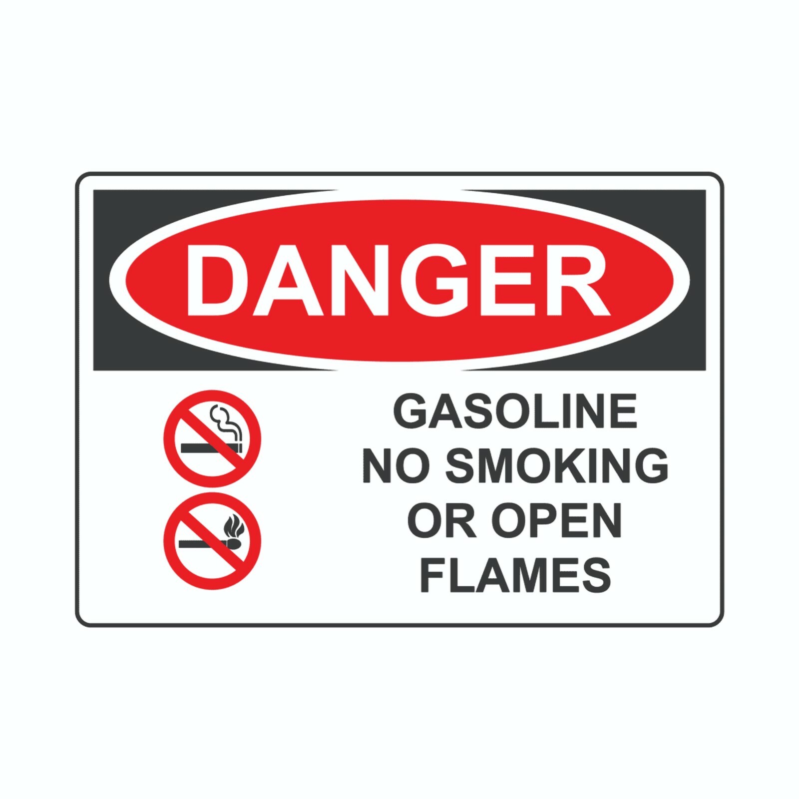 Danger Gasoline No Smoking or Open Flames Sign Decal Sticker