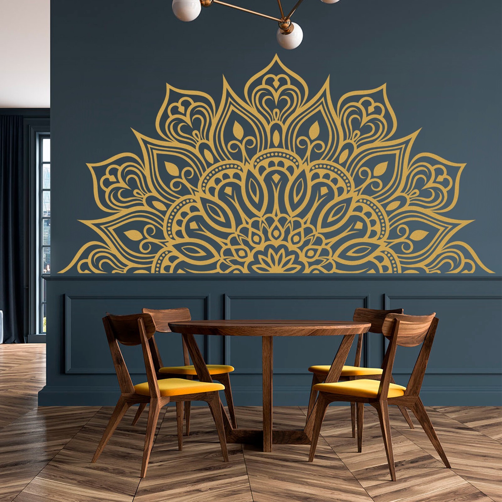Mandala in Half Wall Sticker, Wall Decal, Yoga, Boho, Sticker for Meditation #35