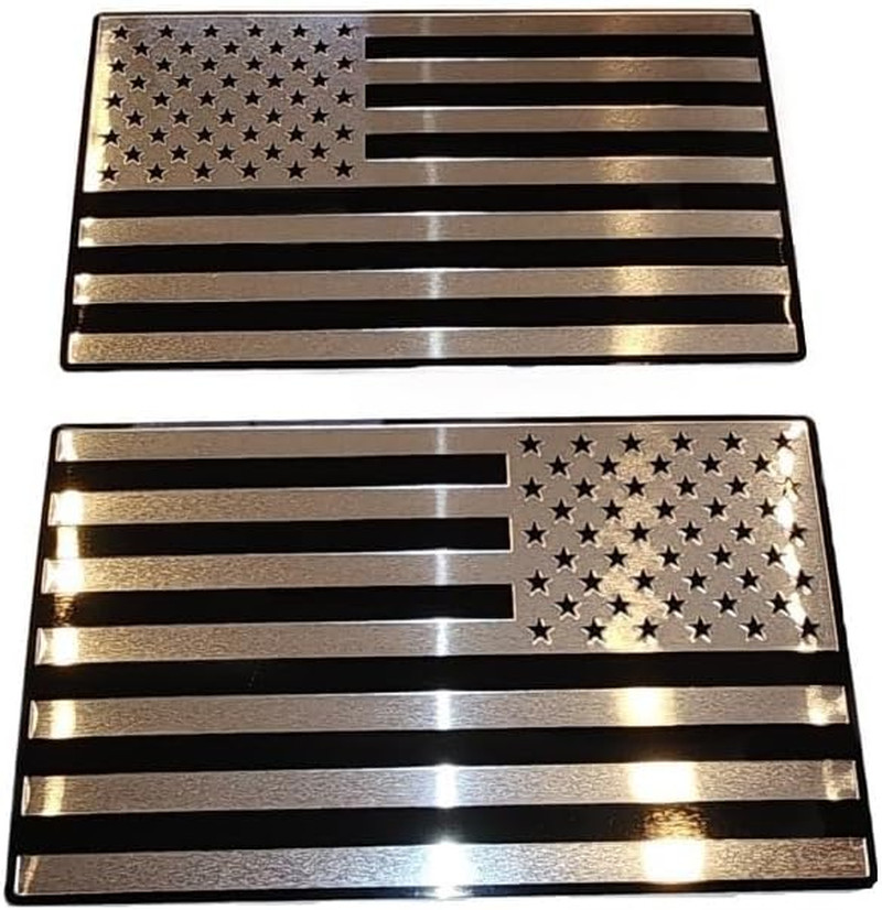 Muzzys (Set of Two) 3"X5" Chrome and Black Aluminum Embossed Left & Right