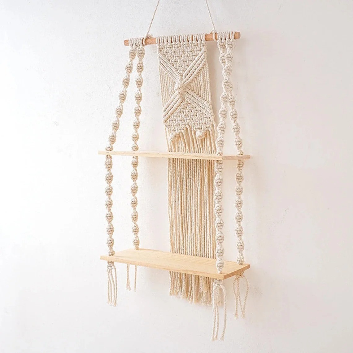Macrame Boho Wall Hanging Shelf