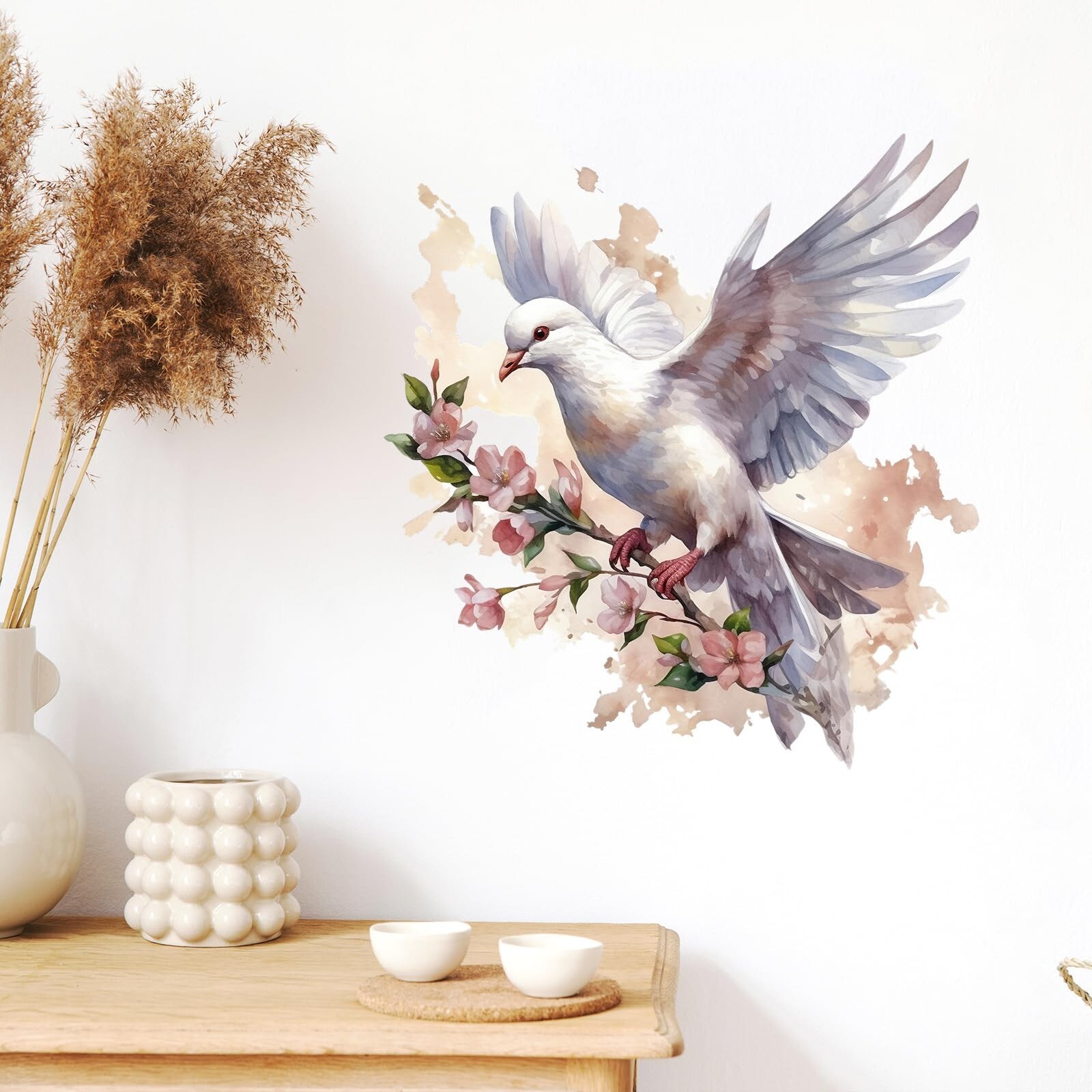 Watercolor Soaring Dove Birds Wall Stickers Nursery Animal Wall Decals for Ki…