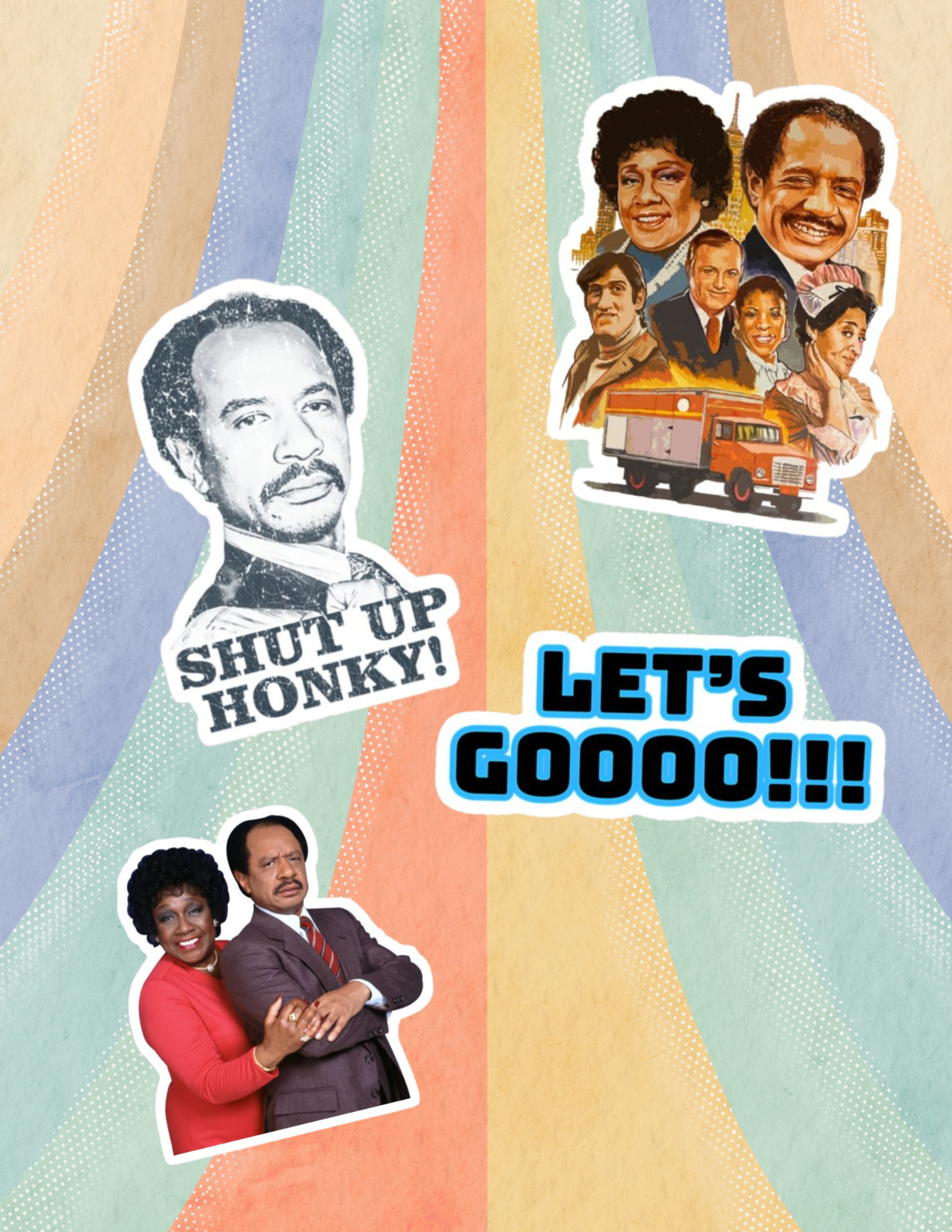 The Jeffersons Retro TV 4pc Sticker Pack