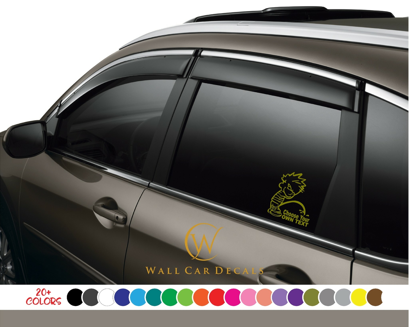 Calvin Peeing On Custom Text Vinyl Decal Personalize Pee Piss Choose Car Sticker