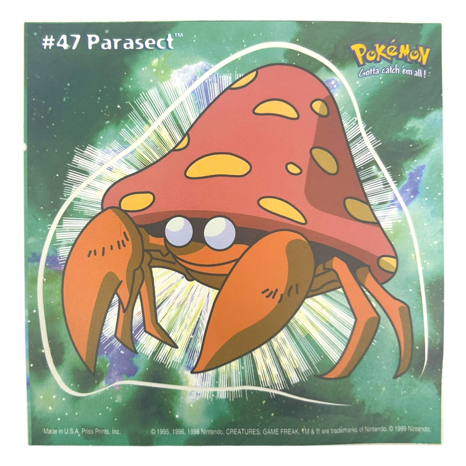 Pokemon Collect ’em Stick-Ups Parasect #47 Large 4” Sticker Priss Prints