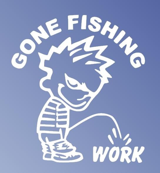 Gone Fishing Calvin Peeing Windowl – Multiple Colors