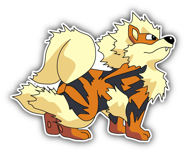 Pokemon Arcanine Cartoon Car Bumper Sticker Decal 5" x 4"
