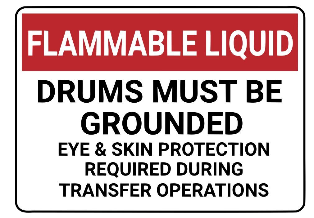 Flammable Liquid Drums Must Be Grounded Safety Sign Sticker Decal Label D7346