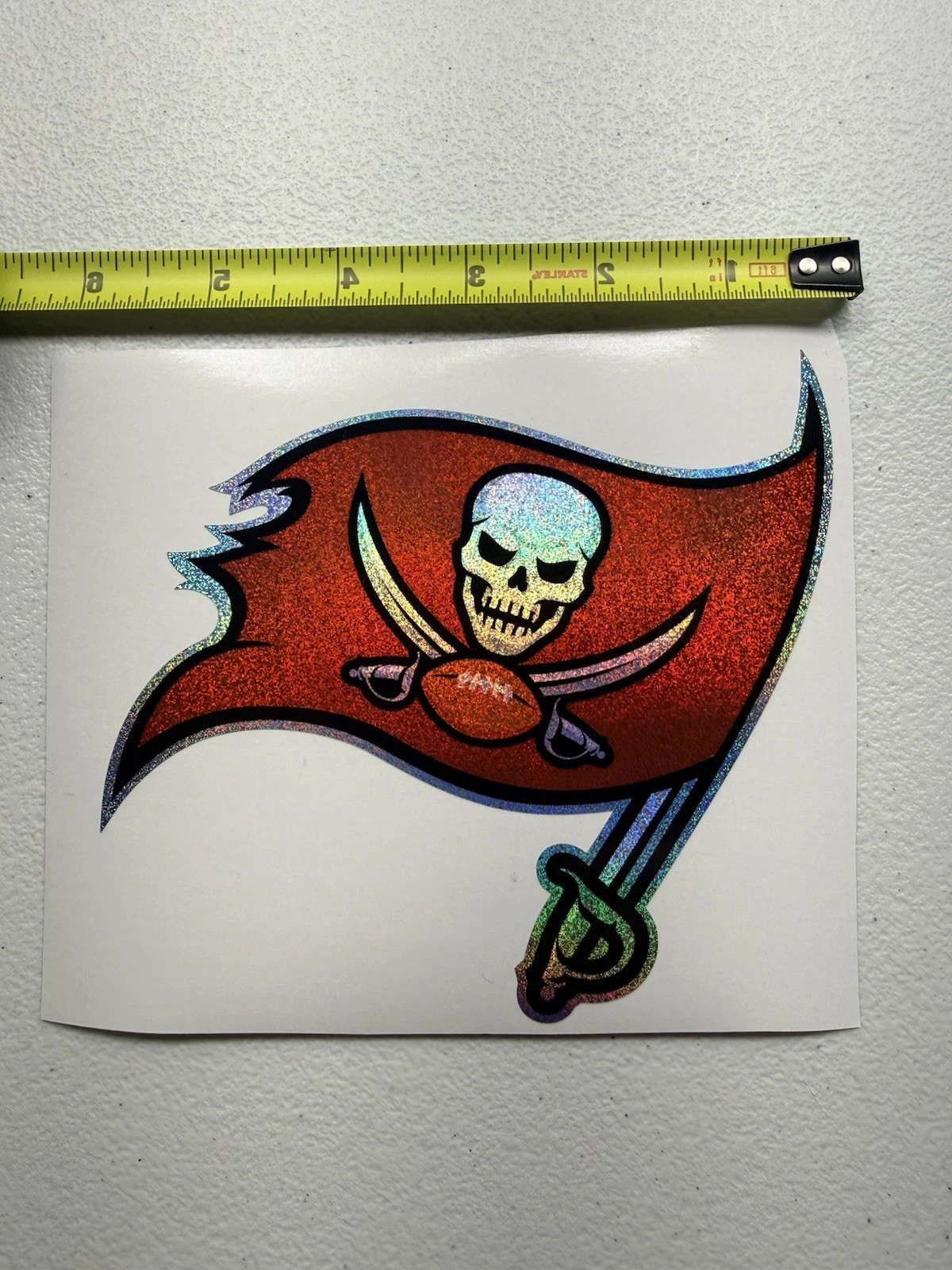 Tampa Bay Buccaneers Holographic Tiny Sparkle Vinyl Decal left facing