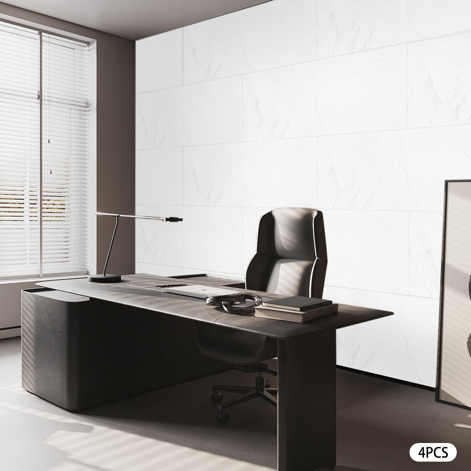 Modern 4 PCS PU Panels Faux Stone Wall Panels White for Interior Wall Decor NEW