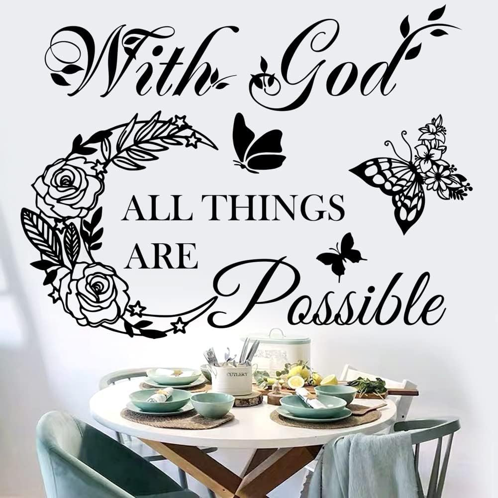 Inspirational God Things Are Possible Vinyl Wall Sticker Peel and Stick Quote Bi