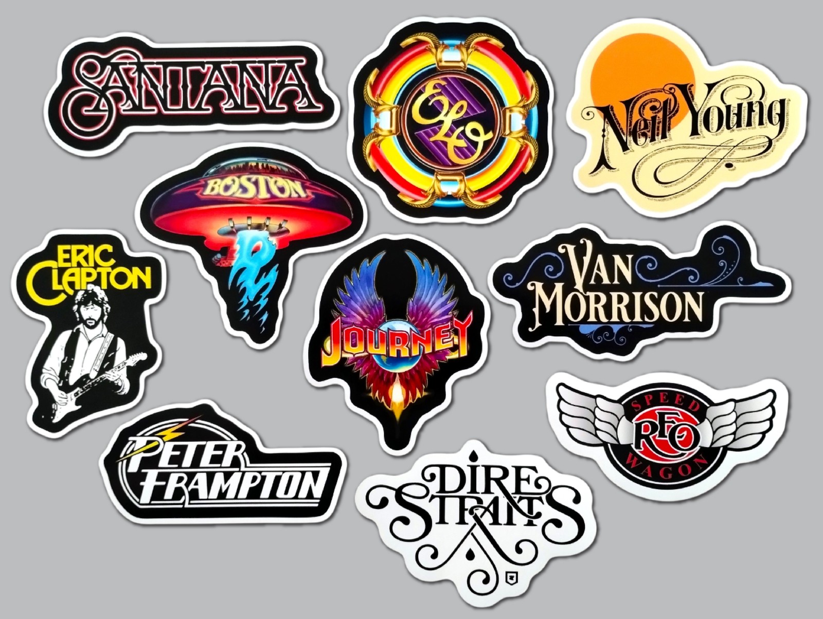Classic Rock Vinyl Sticker Lot (10 Stickers) SET 5 santana neil young journey