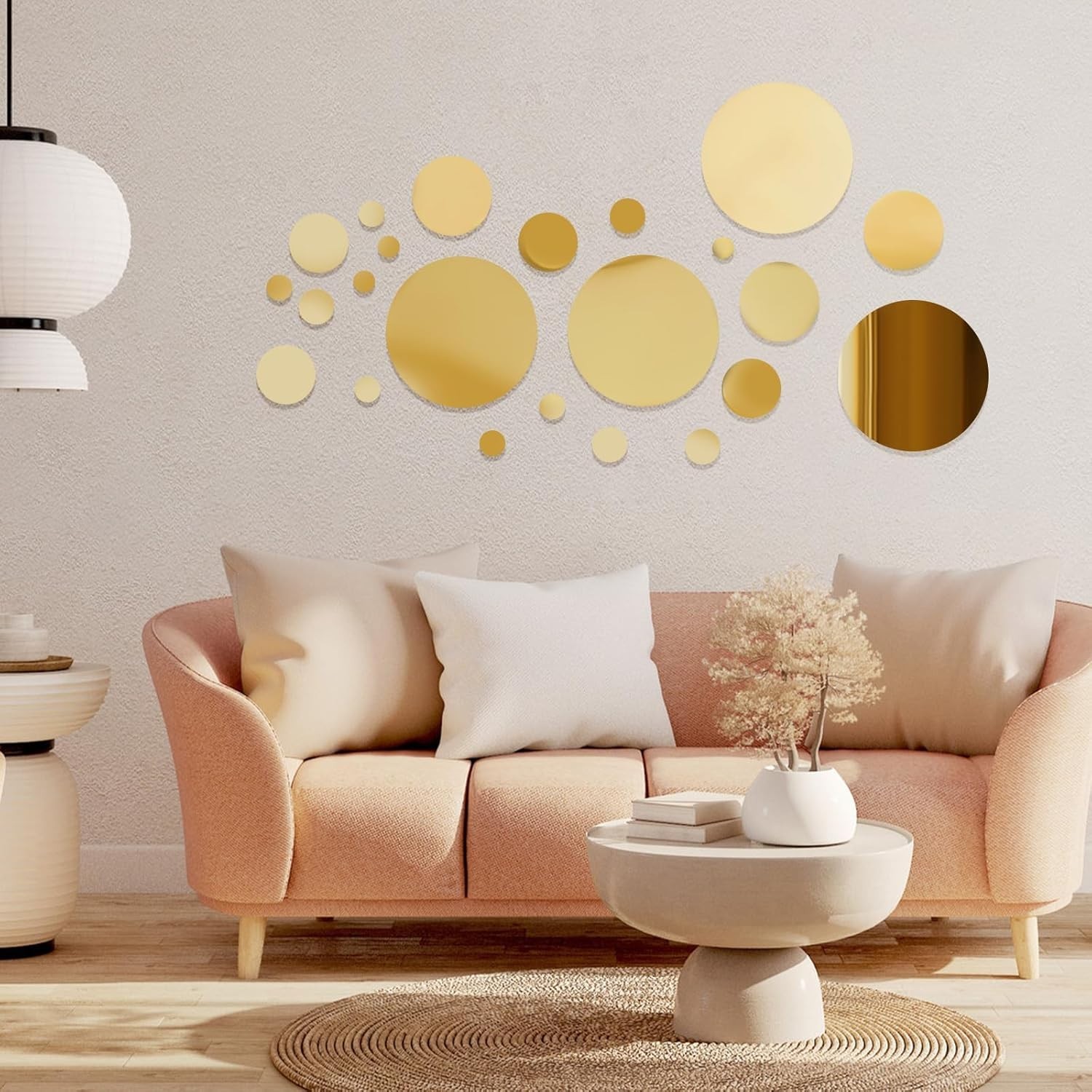 Gold Acrylic Mirror Wall Stickers – Set of 32