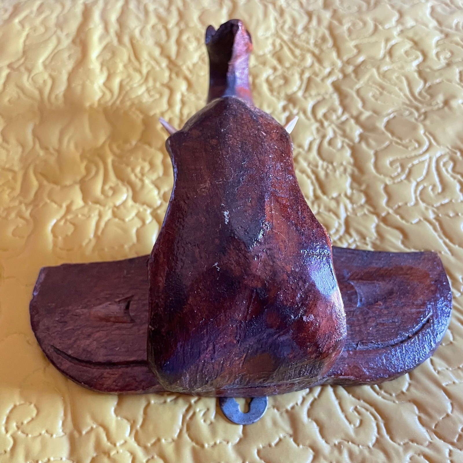 Konark hand carved vintage wood Elephant head tusk Wall Hanging India Decor Art