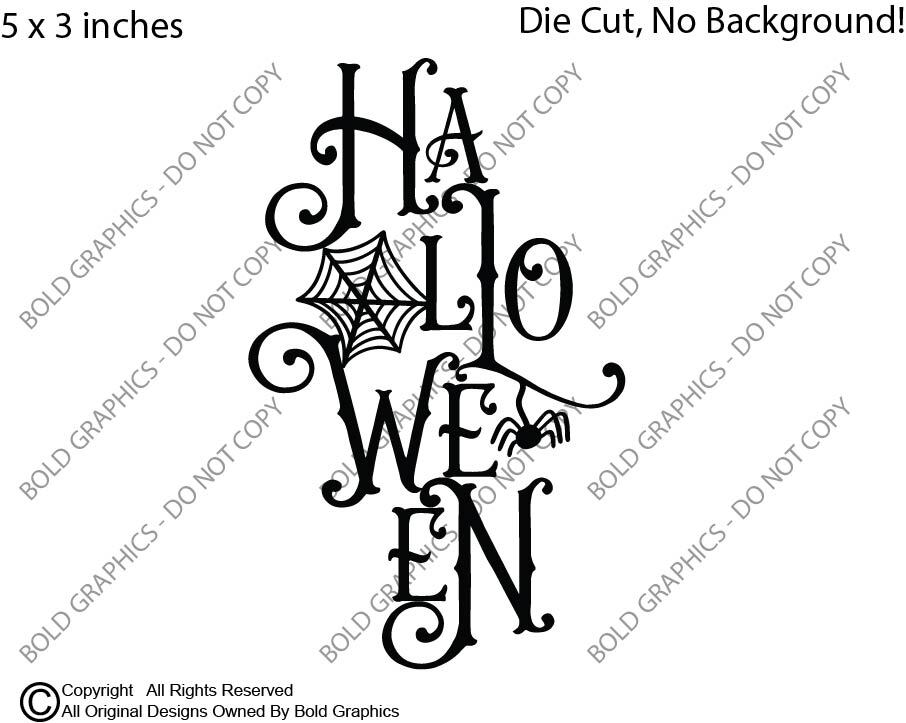 5" Halloween Die Cut 1-Color Vinyl Sticker Decal Spider Web Spooky Season Decor