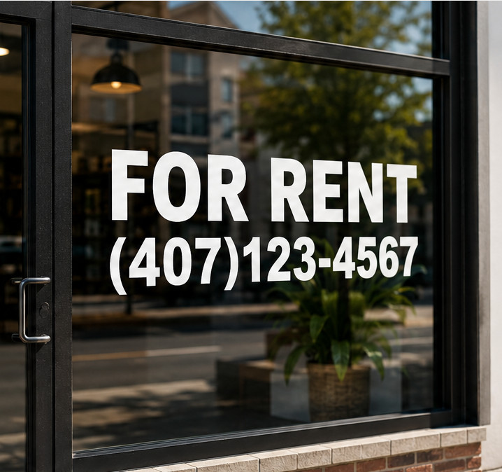 Custom For Rent Decal with Phone Number | Window Vinyl Sticker | Property Rental
