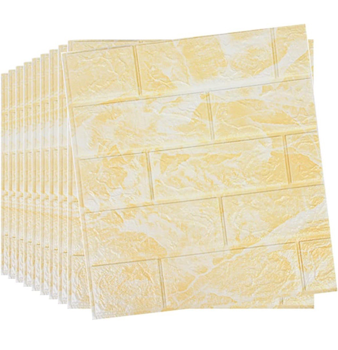 10 PCS 3D Foam Yellow Brick Self Adhesive Waterproof Wall Covering Panels