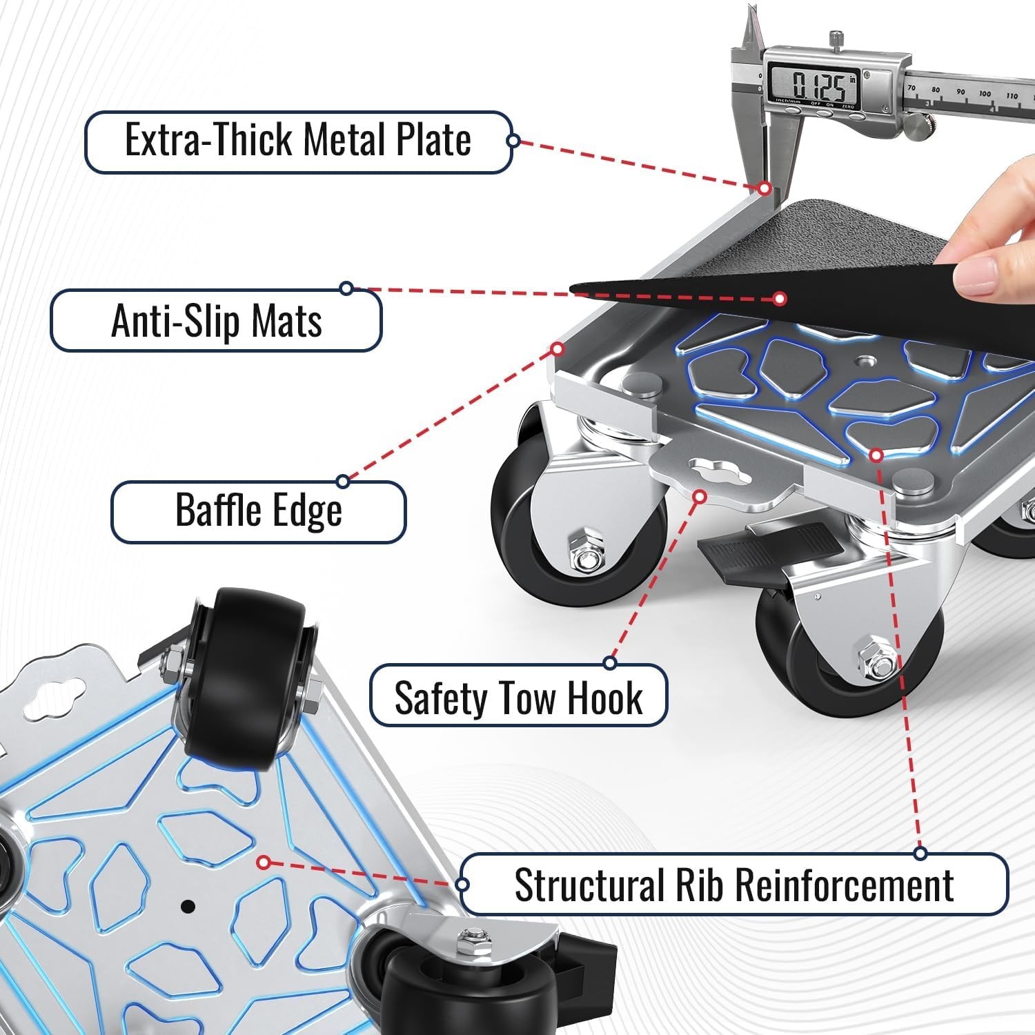 Furniture Moving Dolly with Reinforced Steel Panel Heavy Duty,360°Swivel & Top B