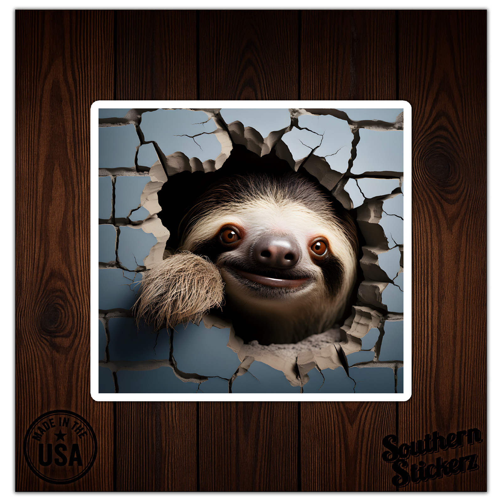 Sloth Broken Wall – Vinyl Decal Sticker – Car Window Laptop – ebn9925
