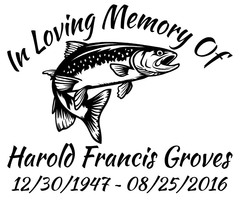 In Loving Memory – Fisherman Trout Sticker Decal Fishing Memorial Personalized