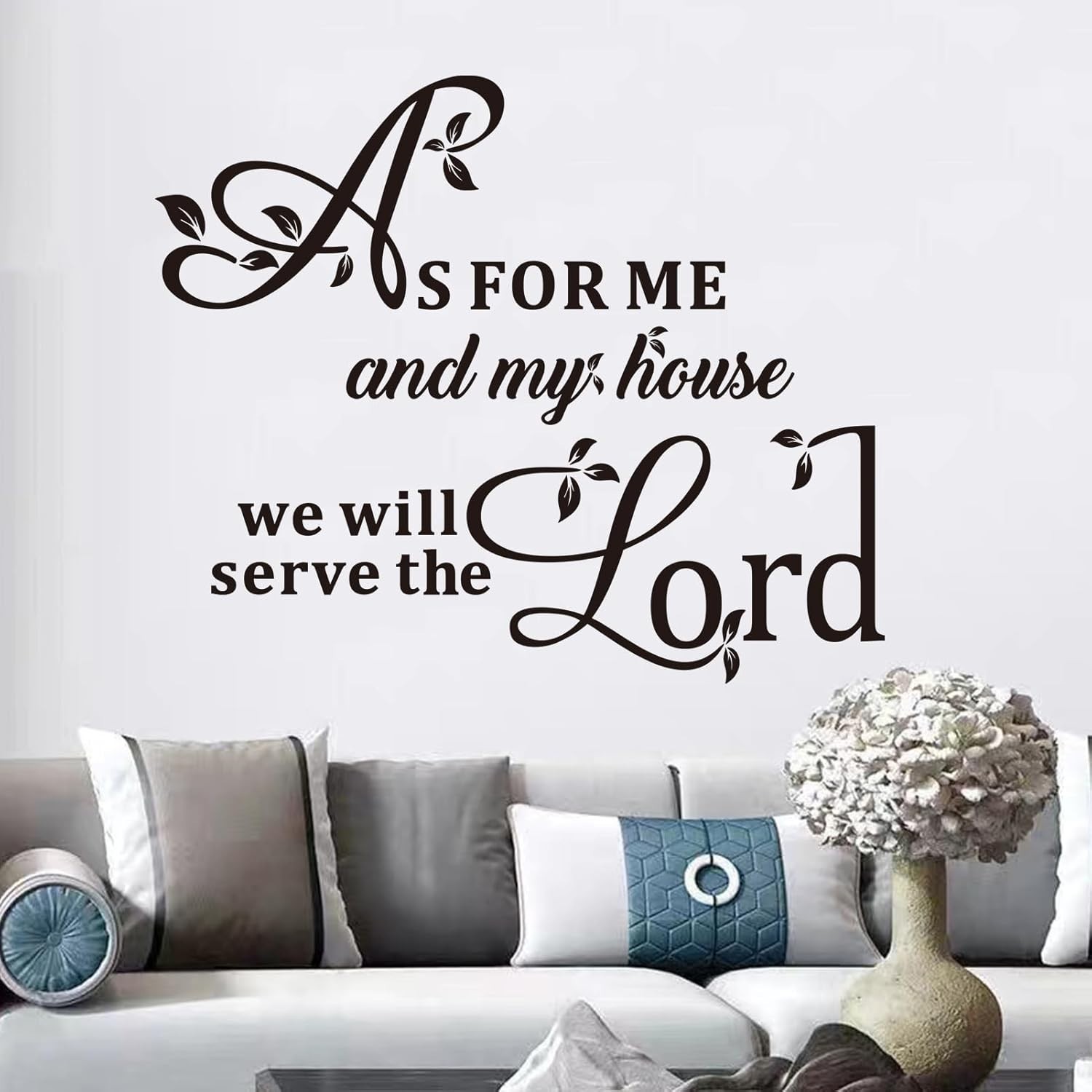As For Me And My House Vinyl Art Wall Stickers – Waterproof, Removable 18" x 15"