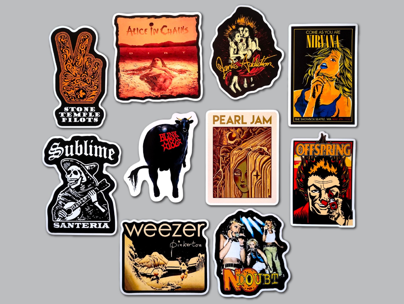 90's Alternative Vinyl Lot Pack (10 Stickers) SET 11 alice in chains nirvana