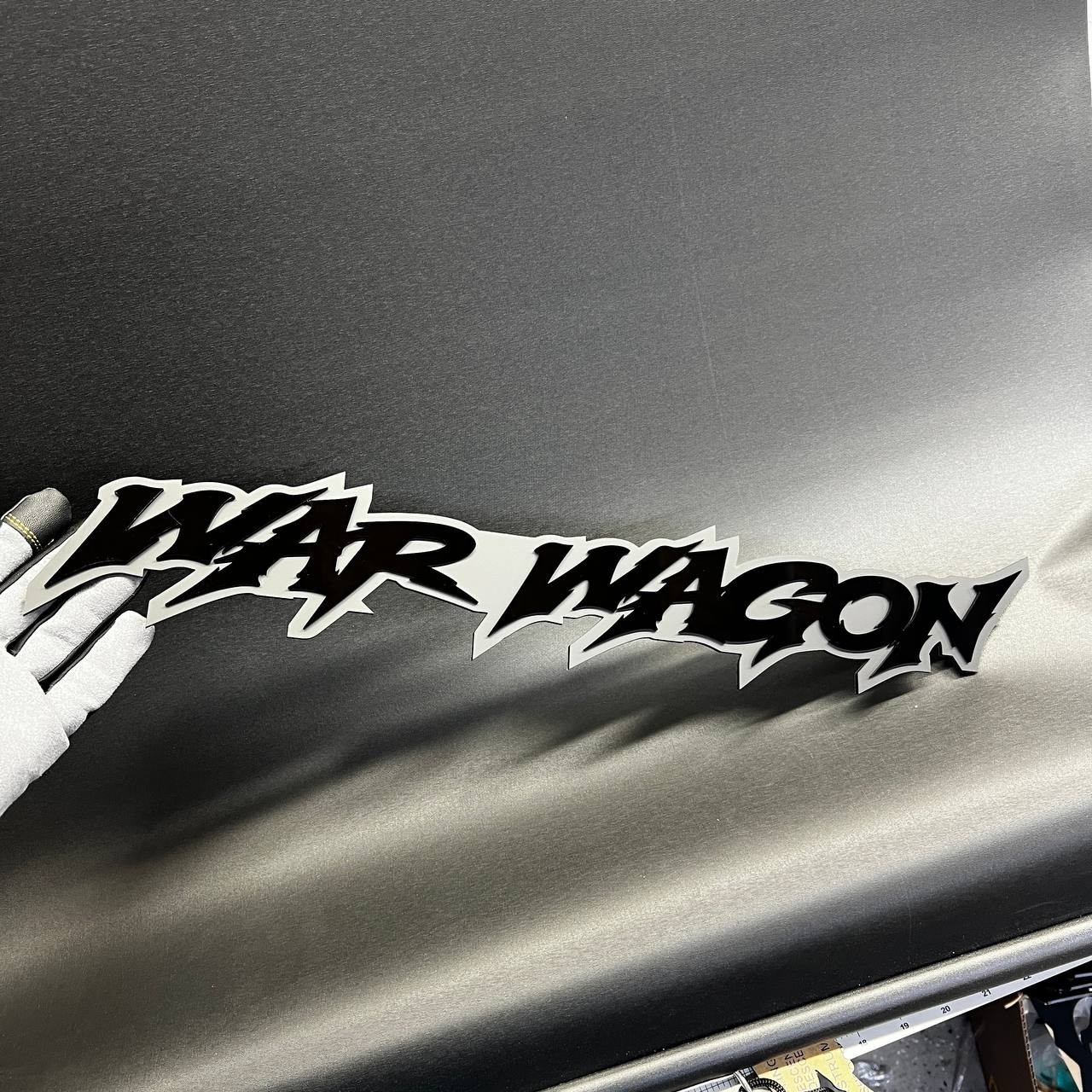 1x WAR WAGON Custom Text 3D Acrylic Car Emblem Badge Multicolor Fender Decal
