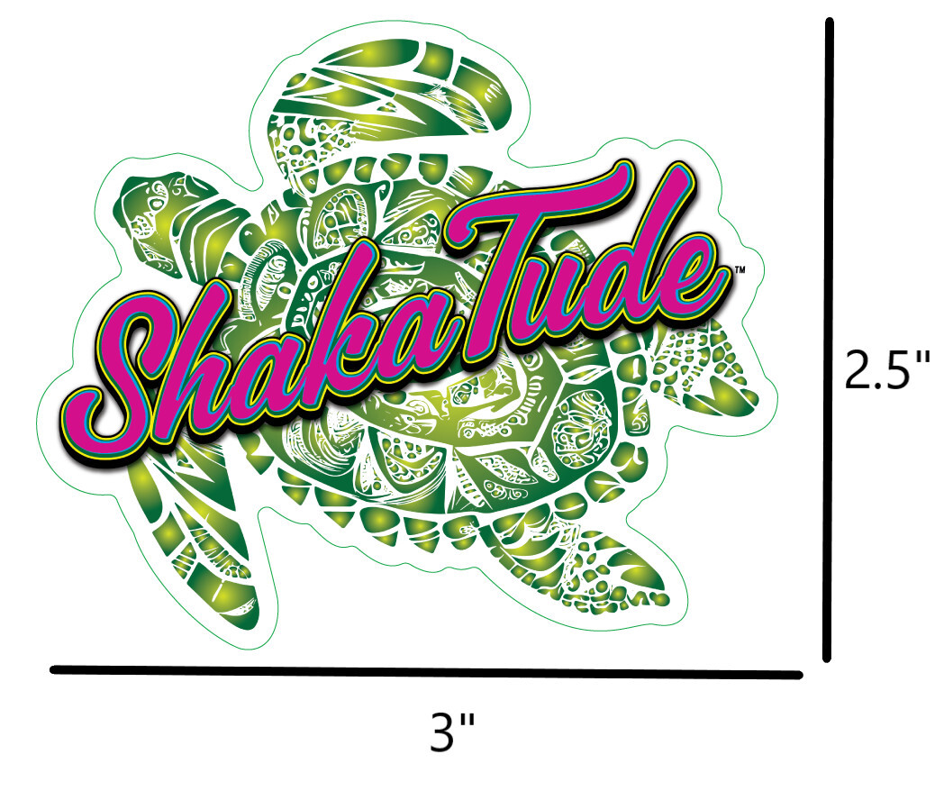 Sea Turtle ShakaTude Sticker Decal Good Vibes Hang Loose Aloha Hawaii Surfing HI