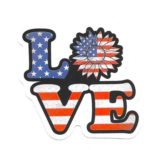 USA Patriotic Love Vinyl Sticker Sunflower Stars Stripes Souvenir Gift Flag