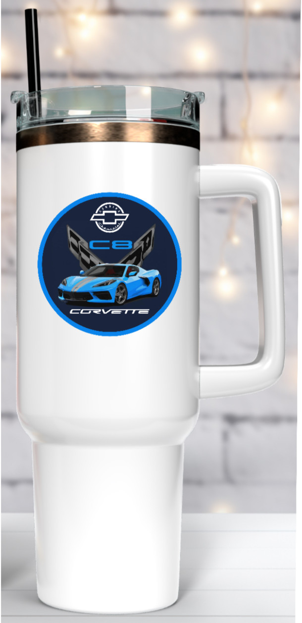 Car Classics "Corvette C8" – 4" Handcrafted Vinyl Decal Cooler Vehicle Laptop 26