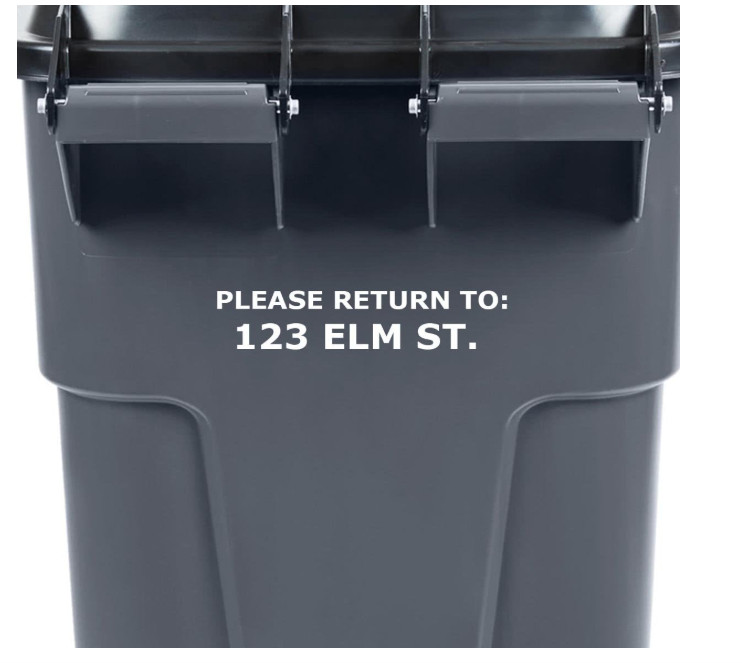 Custom Garbage Can Return Sticker Trash Can Address Vinyl Decal