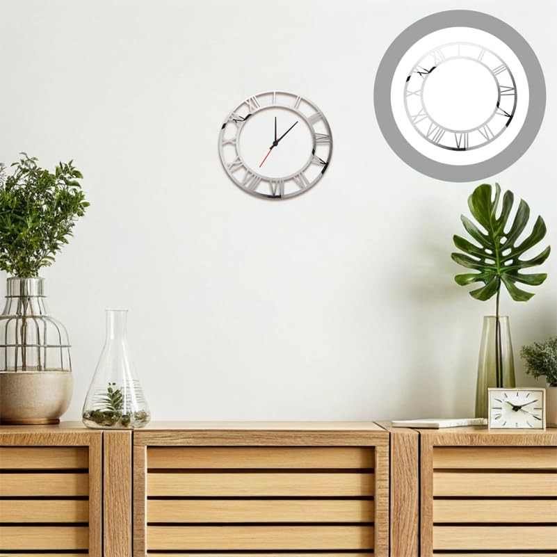 2pcs Roman Numeral Wall Clock Sticker Acrylic Mirror Clock Dial Decal for Ent…