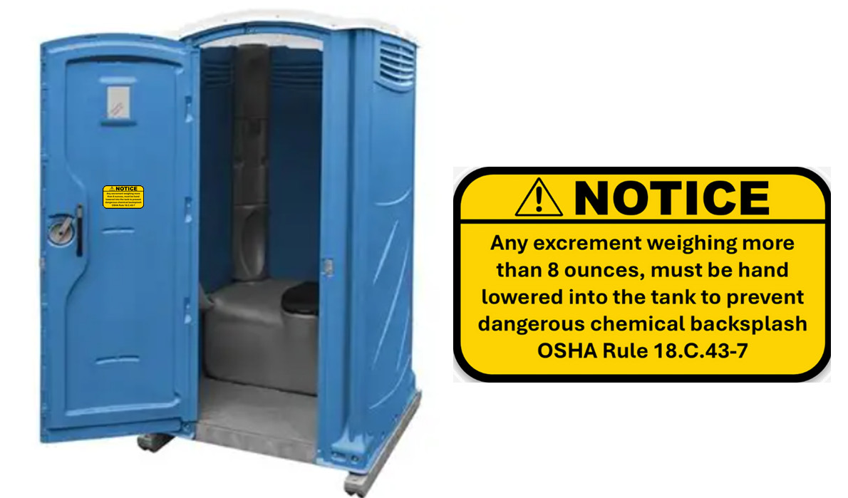 OSHA santi-can porta potty jobsite Funny Sticker Vinyl Decal Warning