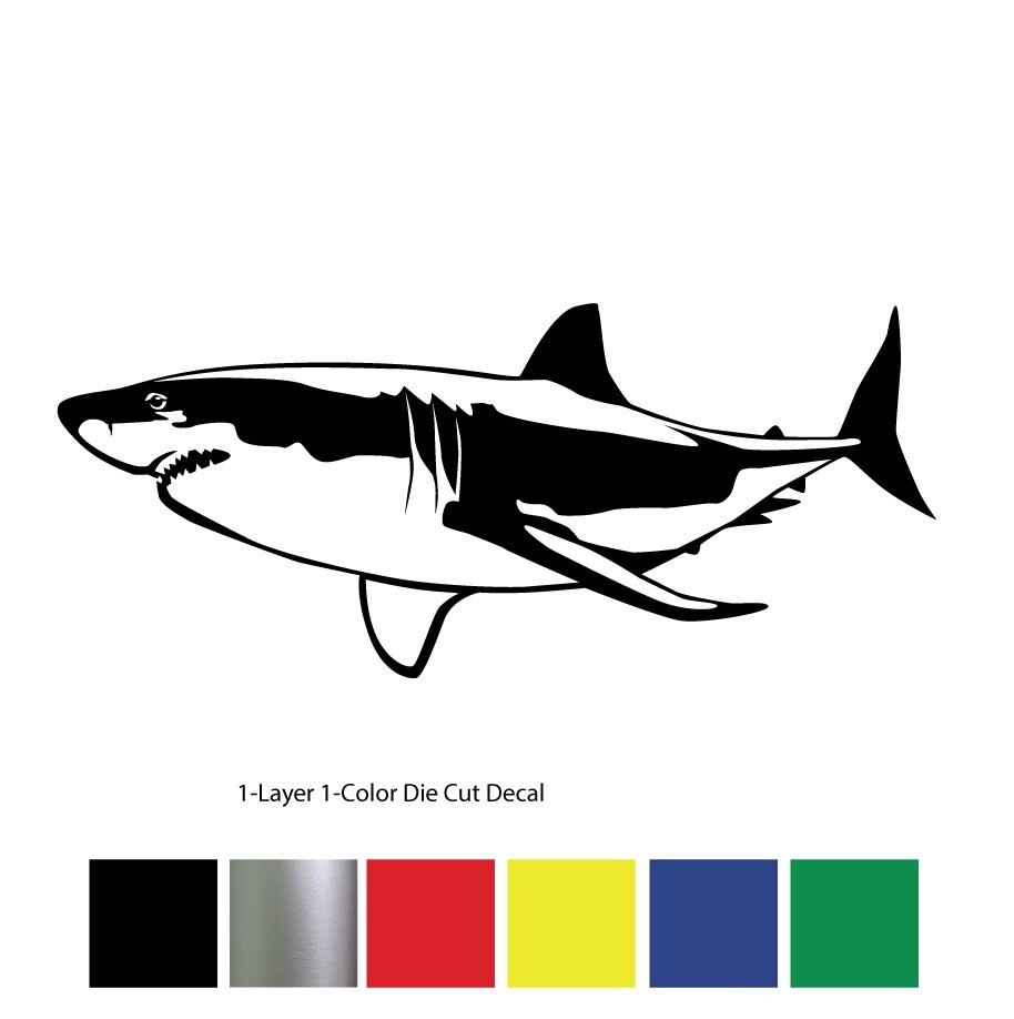 Sea Life – Great White Shark 1 Ocean Diver Car Truck Bumper DieCut Decal Sticker