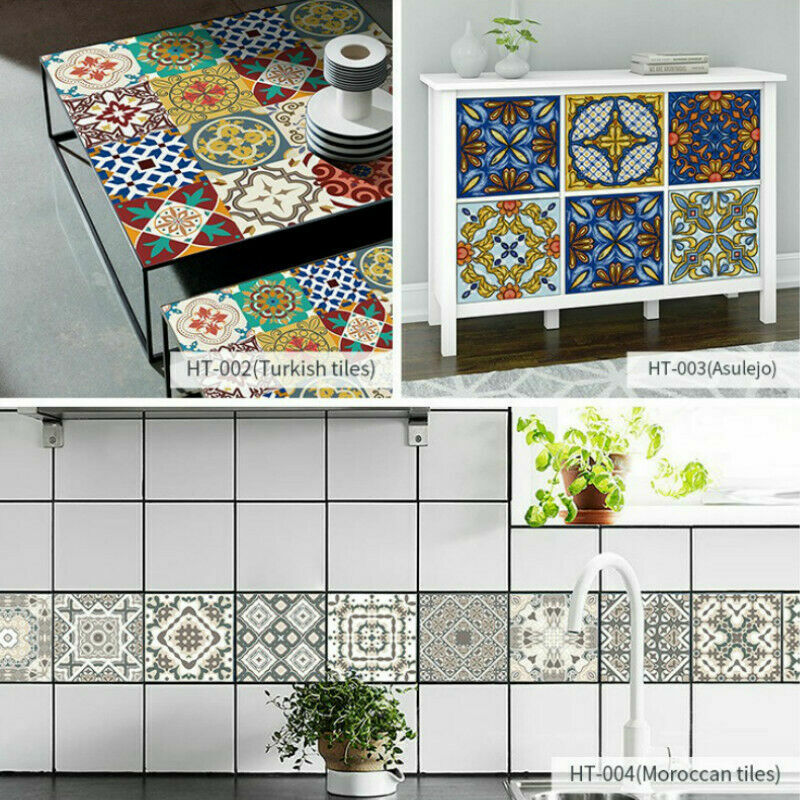 10 X Waterproof Tile Paste DIY Wallpaper Kitchen Bathroom Stair Stickers