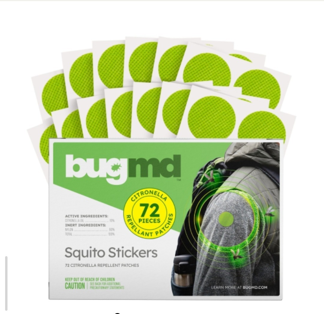 BugMD Squito Stickers Natural Citronella Patches Family Camping 72ct