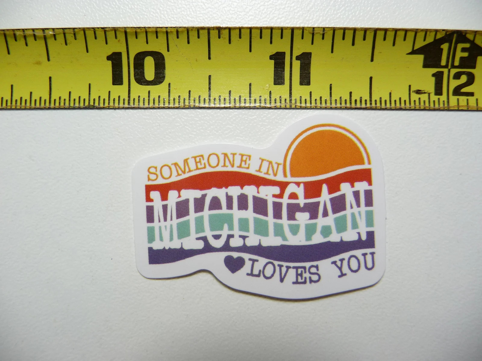 SOMEONE IN MICHIGAN LOVES YOU SMALL STICKER DECAL TRAVEL STATE SOUVENIR FUN