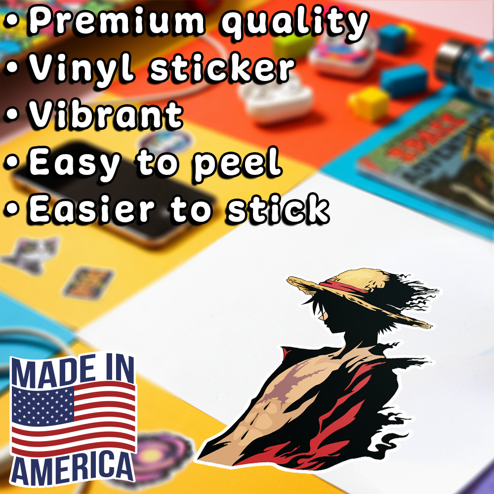 Luffy One Piece Sticker – Decorative vinyl 5" x 5" with glossy finish