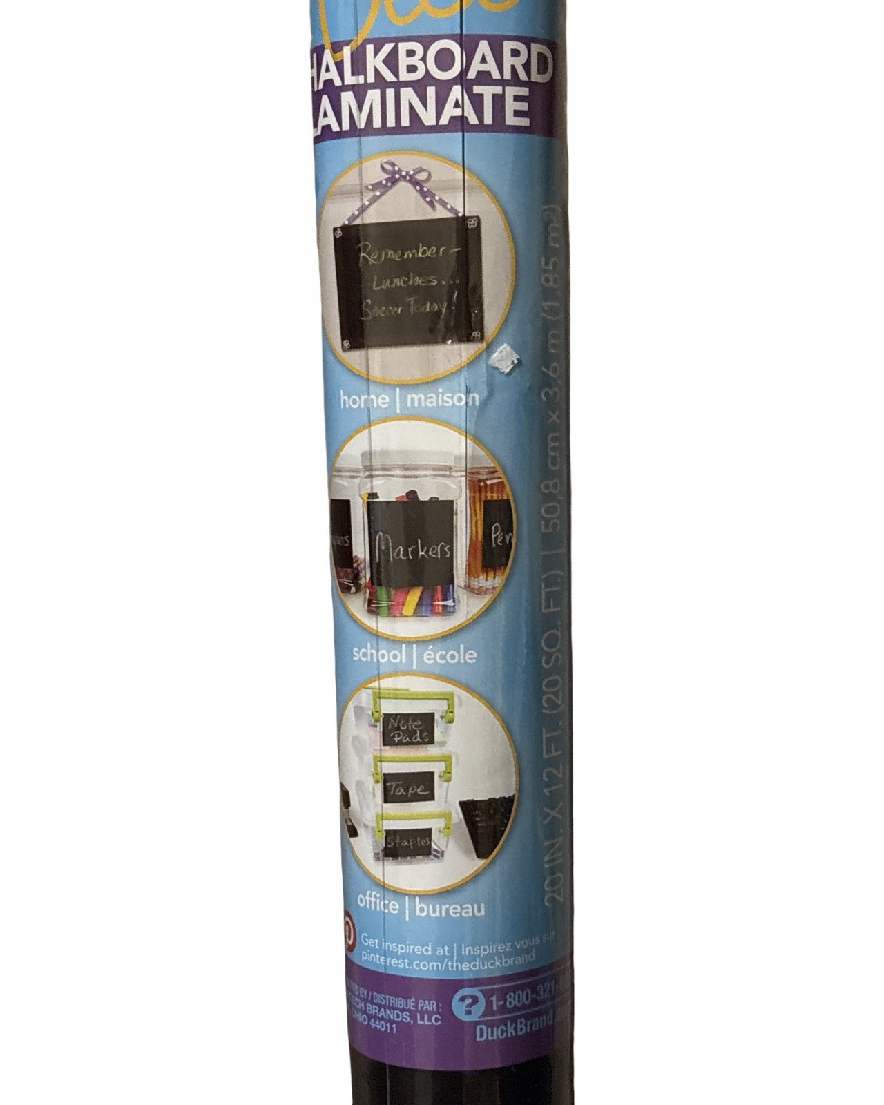 Duck Chalkboard Laminate Vinyl Black Self-Adhesive Removable 20in x 12ft Roll