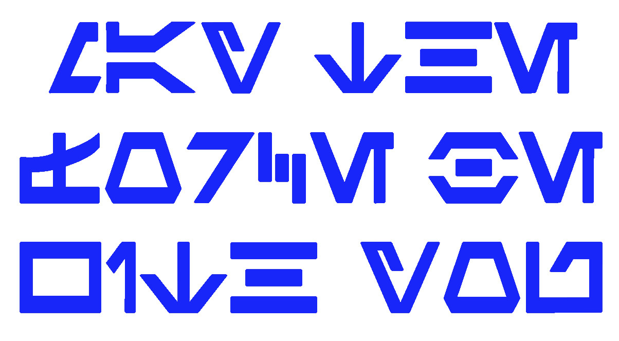 MAY THE FORCE BE WITH YOU, AUREBESH, STAR WARS ALPHABET, Decal Sticker for Cars.